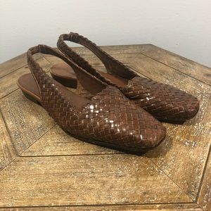 Vintage Sesto Meucci Leather Woven Slingback Shoes. Size 9.5 S